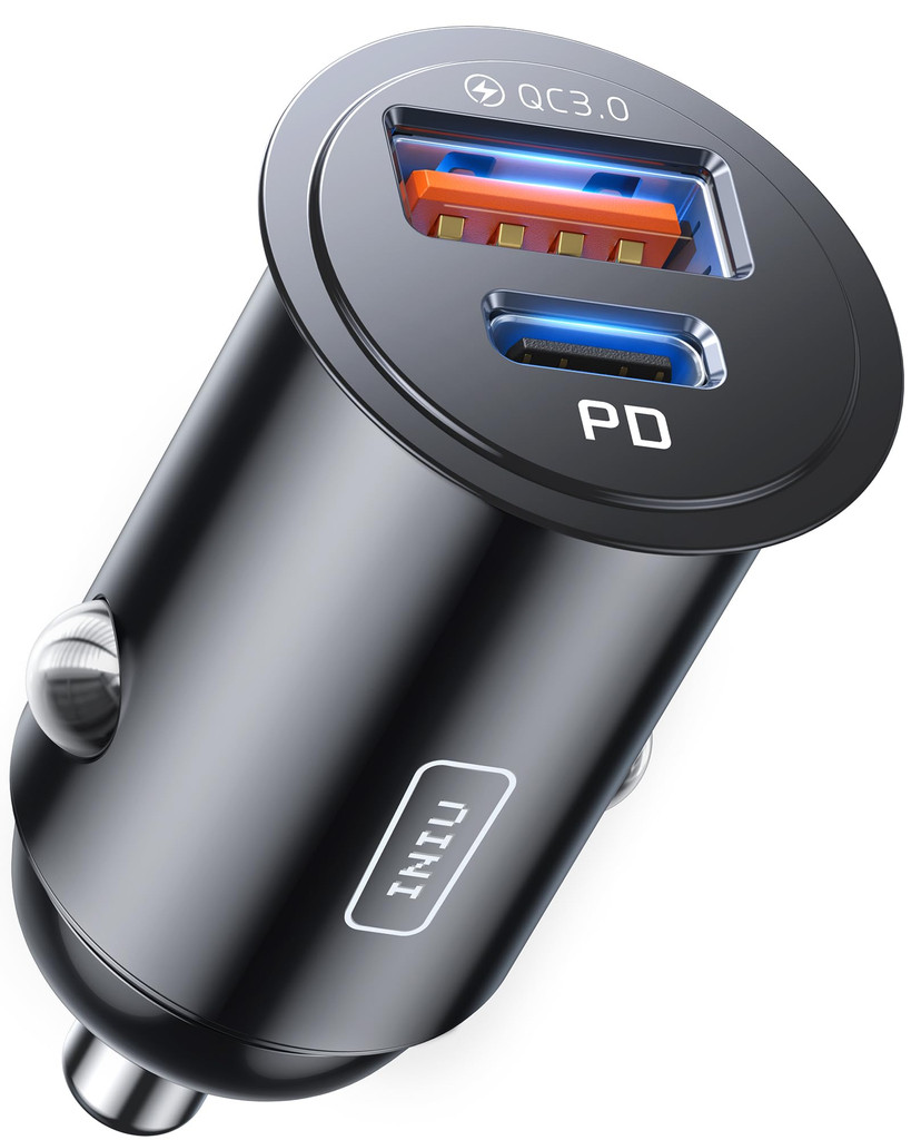 Chargeur de voiture rapide INIU USB C - Double Port (USB C & A) 60W pour Téléphone et Tablette