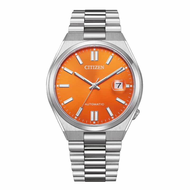 Montre Citizen Tsuyosa Magu NJ0151-88Z - Automatique, Cadran Orange, Acier Inoxydable, 40mm