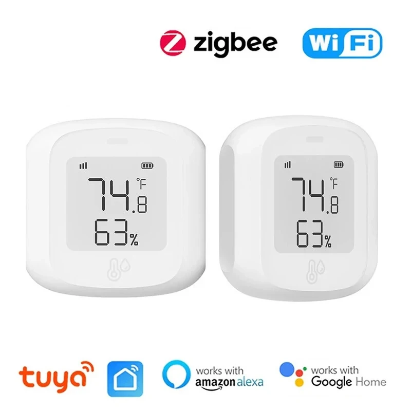 Capteur intelligent de température et d'humidité Tuya Zigbee 3.0 avec écran LCD pour maisons connectées